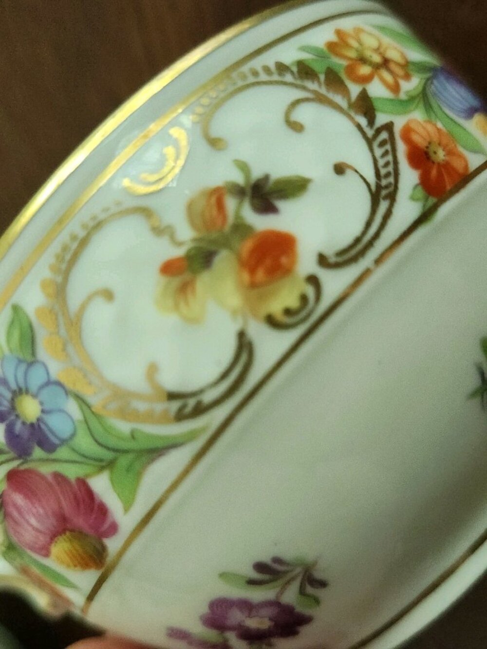 Schumann Bavaria Dresden Empress Chateau Flat Teacup Cup Saucer Set - Picture 3 of 5
